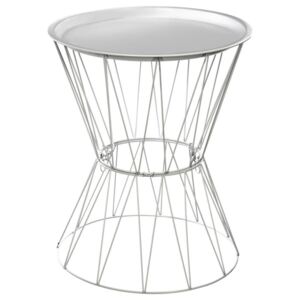 Kulatý kávový stolek na kovových nožkách v bílé barvě, 43,5x52 cm