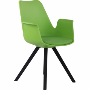 BHM Germany Židle jídelní, černé nohy, zelená, měkký sedací polštář, retro design Barva: Zelená