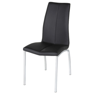 Jídelní židle s čalouněním z ekokůže v černé barvě na kovové podnoži SET 4 ks DO135