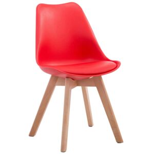 Židle Borne V2 plast / koženka, dřevené nohy natura Barva Červená