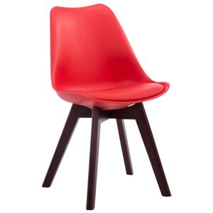 Židle Borne V2 ~ plast / koženka, dřevené nohy ořech Barva Červená