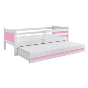 B2b1 BMS-group *Dětská postel s přistýlkou RINO 2 80x190 cm, bílá/růžová - akce