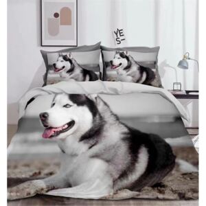 Bavlissimo 7-dílné povlečení pes 3 D šedá 140x200 na dvě postele