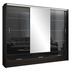 Stolar Šatní skříň Marsylia Barva: Černá, Šířka: 250 cm