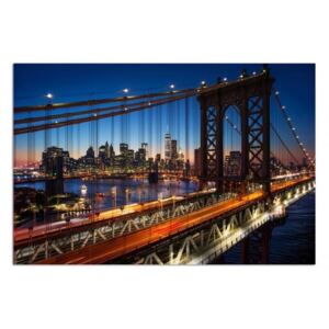 Obraz CARO - Sunset Over The Brooklyn Bridge 70x50 cm