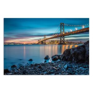 Obraz CARO - Bay Bridge In San Francisco 70x50 cm