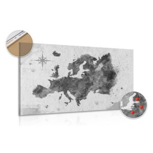 Obraz na korku retro mapa Evropy v černobílém provedení