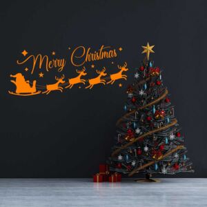 Samolepka na zeď GLIX - Merry Christmas Santa II. Oranžová 50 x 20 cm