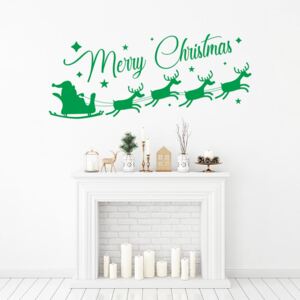 Samolepka na zeď GLIX - Merry Christmas Santa II. Zelená 50 x 20 cm