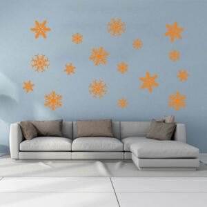 Samolepka na zeď GLIX - Snowflakes Oranžová 50 x 35 cm