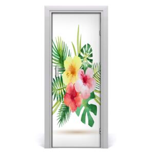 Samolepící fototapeta na dveře havajské květiny