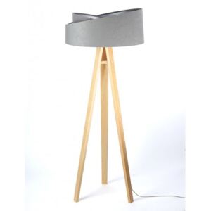 Timberlight Stojací lampa Awena šedá + stříbrný vnitřek + dřevěné nohy