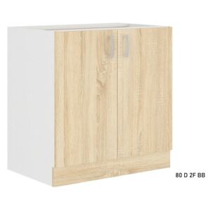 Kuchyňská skříňka dolní dvoudveřová s pracovní deskou AVRIL 80 D 2F, 80x82x48, bílá/sonoma
