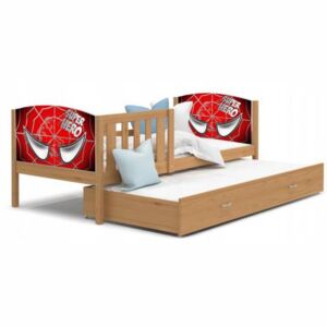 Dětská postel TAMI P2 80x190 cm v provedení olše s motivem superhrdiny