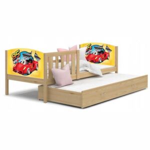 Dětská postel TAMI P2 80x190 cm v provedení borovice s motivem formule