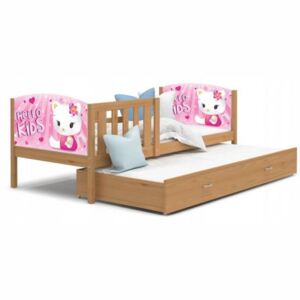 Dětská postel TAMI P2 80x190 cm v provedení olše s motivem kočičky