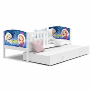 Dětská postel TAMI P2 80x190 cm v bílé barvě s motivem sněžných princezen