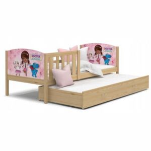 Dětská postel TAMI P2 80x190 cm v provedení borovice s motivem malé doktorky