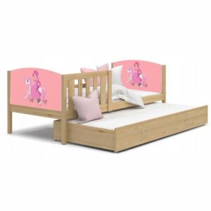 Dětská postel TAMI P2 80x190 cm v provedení borovice s motivem princezny