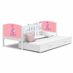 Dětská postel TAMI P2 80x190 cm v bílé barvě s motivem princezny
