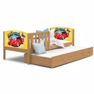 Dětská postel TAMI P2 80x190 cm v provedení olše s motivem formule