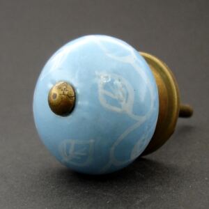 Keramická úchytka-Modrá s lupínky Barva kovu: zlatá
