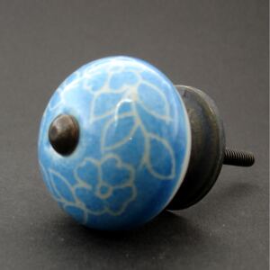 Keramická úchytka -Povíjnice modrá rytá Barva kovu: antik tmavá