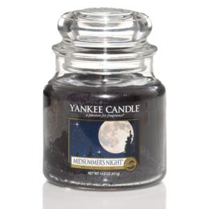 Yankee Candle - vonná svíčka Midsummers Night 411g (Omamná a mužná směs pižma, pačuli, šalvěje a mahagonové kolínské. Krásná a velmi smyslná, přesto čistá kompozice pro muže.)