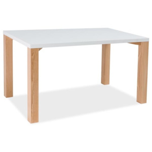 Jídelní stůl 120x80 cm v bílé barvě s dekorem buku KN554