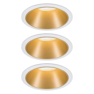 Paulmann LED Cole, set bodovek v bílo-zlaté úpravě, 3x6,5W LED 2700K tříkrokové stmívání, prům. 8,8cm, IP44