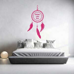 Samolepka na zeď GLIX - Lapač snů Dreams come true Růžová 100x50 cm