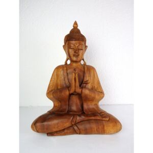 Soška Buddhy sedící hnědá, exotické dřevo, ruční práce