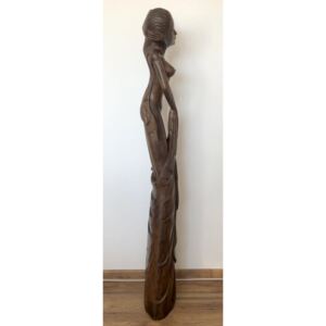 Socha SENSUAL WOMEN, hnědá,150 cm, dřevo Suar, ruční práce