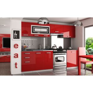 Kuchyně červená lesklá Simpli 240 cm bez LED osvětlení