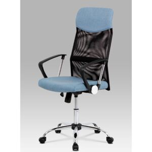 Autronic - Kancelářská židle, houpací mech., modrá látka + černá MESH, kovový kříž - KA-E301 BLUE