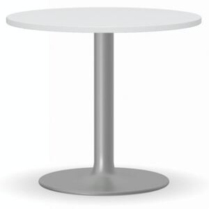 Konferenční stolek ZEUS II, průměr 600 mm, šedá podnož, deska bílá