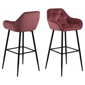 Design Scandinavia Barové židle Brooke (SET 2ks), tkanina, korálová