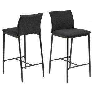 Design Scandinavia Barové židle Demina (SET 2ks), tkanina, šedá