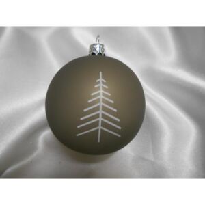 Střední vánoční koule se stromkem 6 ks - tmavě šedá