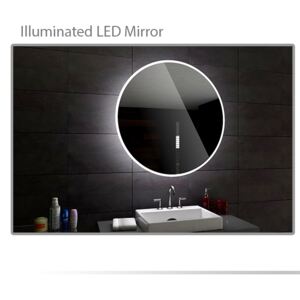 Koupelnové zrcadlo DELHI s LED podsvícením Ø 120 cm podsvětlené