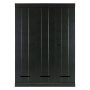 Černá šatní skříň s konstrukcí z borovicového dřeva WOOOD Connect, šířka 140 cm