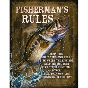 Plechová cedule: Fishermans Rules - 40x30 cm