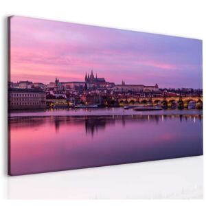 Obraz Praha ve fialové + háčky, hřebíčky, čistící hadřík ZDARMA Velikost (šířka x výška): 90x60 cm