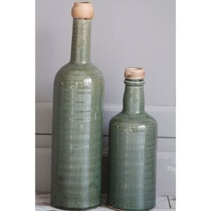 Countryfield Zelená lahev váza keramická větší
