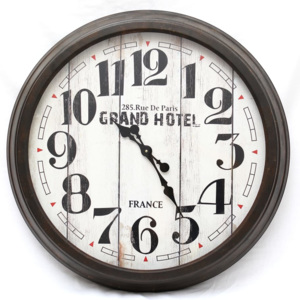 Velké kulaté hnědé retro hodiny Grand hotel Paris