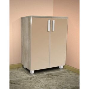 Nabytekmorava Koupelnová skříňka K2 barva skříňky: dub stříbrný, barva dvířek: káva lesk