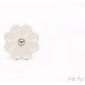 Porcelánová úchytka Flower - bílá