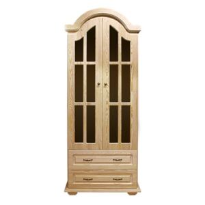 Stylová dřevěná Vitrína - Prosklená 2 dveřová skříň VENEZIA II - DM-VZ-006, masiv borovice
