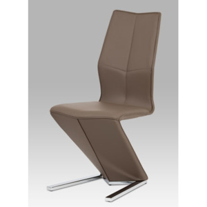 Jídelní židle očalouněná hladkou ekokůží v barvě cappuccino HC-788 CAP AKCE