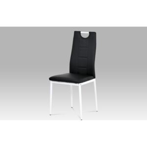 Jídelní židle AC-1230 BK, koženka černá/bílý lak